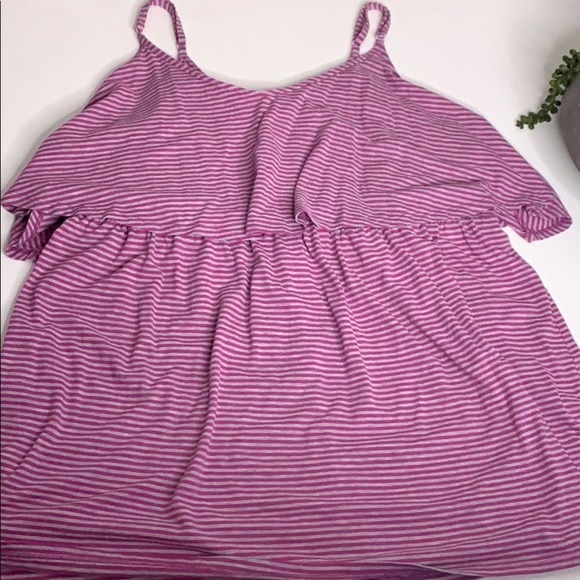 Cacique Tier Layer Ruffle Stripe Cotton casual basic Tank top women’s plus 28 - Picture 3 of 5